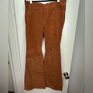 Free People Brown/Tan Retro 70’s inspired Stretch Corduroy Flare Boho Pants 31